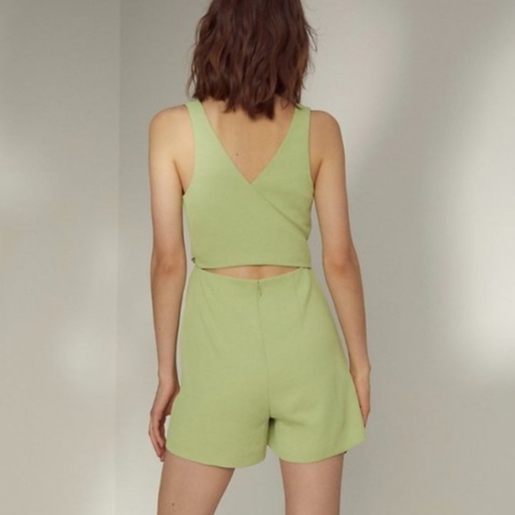 Aritzia Wilfred Aperture Cutout Romper Size 8 Sage Green - Picture 2 of 12